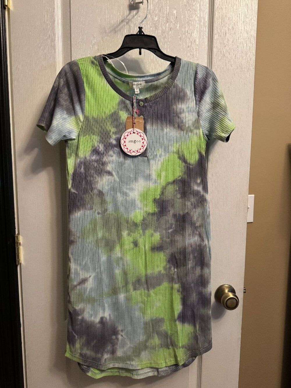 Umgee tie-dye ribbed knit short-sleeve mini dress